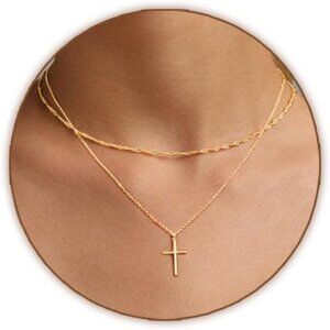 Trendy Gold/Silver Cross Choker - Dainty Stackable Pendant for Everyday Elegance